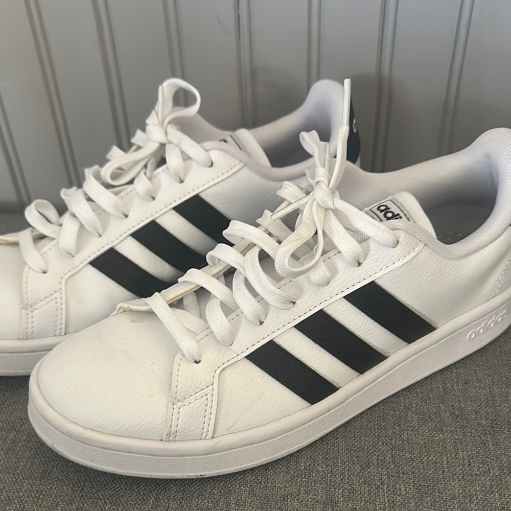 Women’s Adidas White and Black Sneakers
